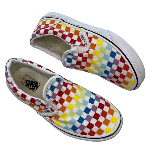 Vans Other - VANS Slip-On Rainbow Checkerboard Shoes Kids Girls Boys Size 5